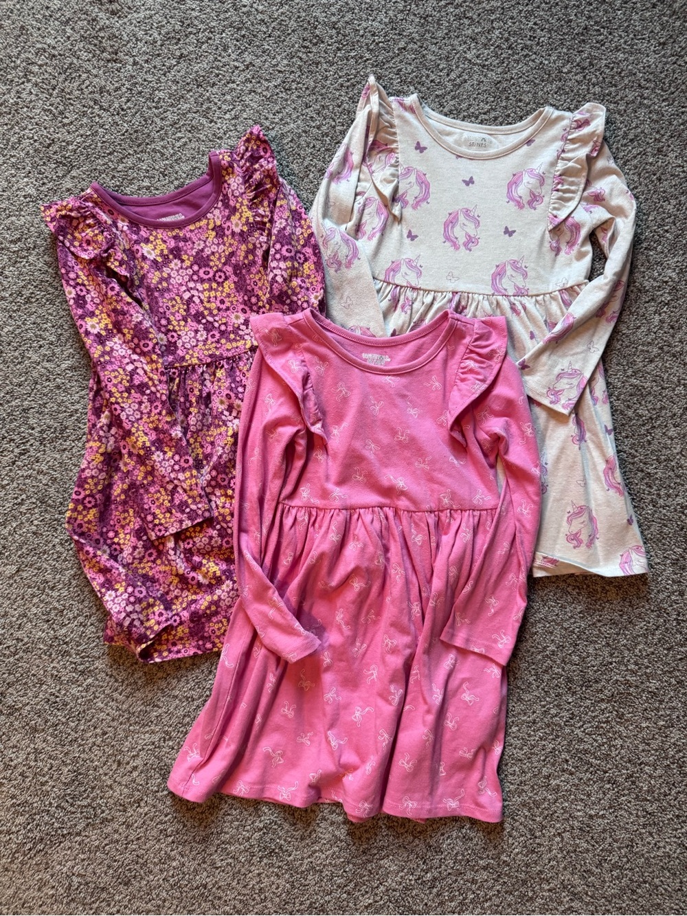 Garanimals Pink & Purple Girls' Ruffle-Sleeve Dress Trio